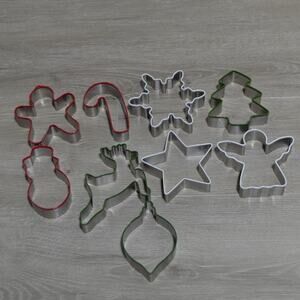 Christmas Cookie Cutters Metal with Rubber Top Set of 9